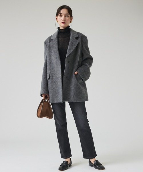 qualite（カリテ）の「シャギージャコット/秋服/冬服/シャギーコート/ジャケット/オーバージャケット/シャギージャケット（テーラードジャケット・レディース・グレー/グレイッシュベージュ・38/36）」の5枚目の写真