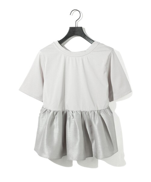 MIDIUMISOLID(ミディウミソリッド)の「MIDIUMISOLID for Ladies ウーブン スイッチング 2way ペプラム(Tシャツ/カットソー・レディース・ブラック/オフホワイト/ライトグレー・FREE)」の3枚目の写真