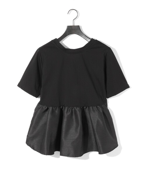 MIDIUMISOLID(ミディウミソリッド)の「MIDIUMISOLID for Ladies ウーブン スイッチング 2way ペプラム(Tシャツ/カットソー・レディース・ブラック/オフホワイト/ライトグレー・FREE)」の2枚目の写真