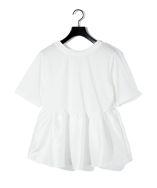 MIDIUMISOLID(ミディウミソリッド)の「MIDIUMISOLID for Ladies ウーブン スイッチング 2way ペプラム(Tシャツ/カットソー・レディース・ブラック/オフホワイト/ライトグレー・FREE)」の5枚目の写真