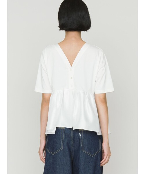 MIDIUMISOLID(ミディウミソリッド)の「MIDIUMISOLID for Ladies ウーブン スイッチング 2way ペプラム(Tシャツ/カットソー・レディース・ブラック/オフホワイト/ライトグレー・FREE)」の12枚目の写真