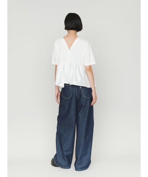 MIDIUMISOLID(ミディウミソリッド)の「MIDIUMISOLID for Ladies ウーブン スイッチング 2way ペプラム(Tシャツ/カットソー・レディース・ブラック/オフホワイト/ライトグレー・FREE)」の16枚目の写真