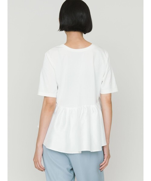 MIDIUMISOLID(ミディウミソリッド)の「MIDIUMISOLID for Ladies ウーブン スイッチング 2way ペプラム(Tシャツ/カットソー・レディース・ブラック/オフホワイト/ライトグレー・FREE)」の20枚目の写真