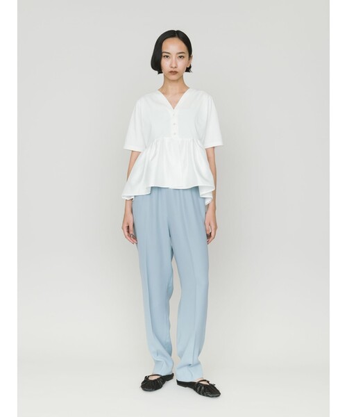 MIDIUMISOLID(ミディウミソリッド)の「MIDIUMISOLID for Ladies ウーブン スイッチング 2way ペプラム(Tシャツ/カットソー・レディース・ブラック/オフホワイト/ライトグレー・FREE)」の21枚目の写真