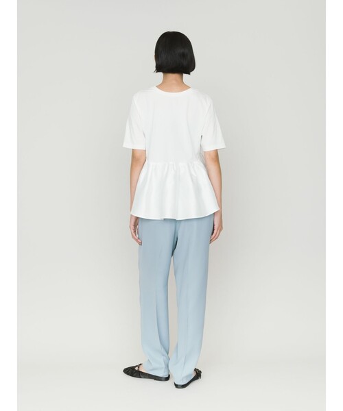 MIDIUMISOLID(ミディウミソリッド)の「MIDIUMISOLID for Ladies ウーブン スイッチング 2way ペプラム(Tシャツ/カットソー・レディース・ブラック/オフホワイト/ライトグレー・FREE)」の22枚目の写真
