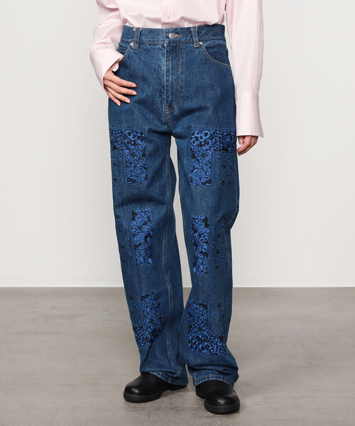 NOMARHYTHM TEXTILE | バンダナ刺繍 デニムパンツ WOMEN（デニムパンツ