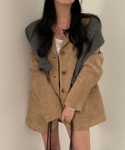 FREE STYLISTS(フリー スタイリスト)の「YUGA_YGMC Suede-like lapel single jacket(テーラードジャケット・レディース・キャメル/カーキ・FREE)」の8枚目の写真