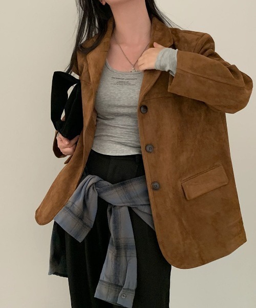 FREE STYLISTS(フリー スタイリスト)の「YUGA_YGMC Suede-like lapel single jacket(テーラードジャケット・レディース・キャメル/カーキ・FREE)」の15枚目の写真