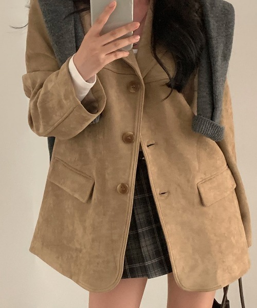 FREE STYLISTS(フリー スタイリスト)の「YUGA_YGMC Suede-like lapel single jacket(テーラードジャケット・レディース・キャメル/カーキ・FREE)」の9枚目の写真