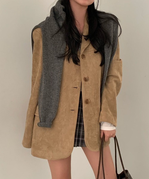 FREE STYLISTS(フリー スタイリスト)の「YUGA_YGMC Suede-like lapel single jacket(テーラードジャケット・レディース・キャメル/カーキ・FREE)」の4枚目の写真