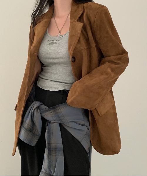 FREE STYLISTS(フリー スタイリスト)の「YUGA_YGMC Suede-like lapel single jacket(テーラードジャケット・レディース・キャメル/カーキ・FREE)」の22枚目の写真