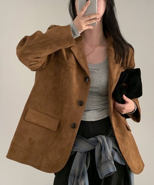 FREE STYLISTS(フリー スタイリスト)の「YUGA_YGMC Suede-like lapel single jacket(テーラードジャケット・レディース・キャメル/カーキ・FREE)」の12枚目の写真