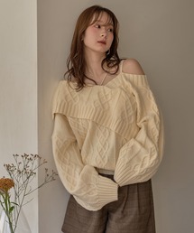 mideal | one shoulder cable knit / ワンショルケーブルニット(ニット/セーター)