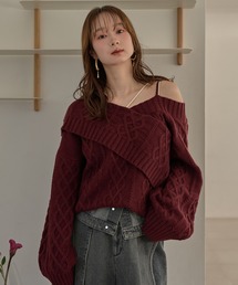 mideal(}CfB[)one shoulder cable knit / VP[ujbg(jbg/Z[^[)