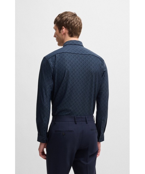 BOSS（ボス）の「スリムフィットシャツ パフォーマンスストレッチ ジャカード（シャツ/ブラウス・メンズ・ダークブルー・XXXL/M/S/L/XL）」の5枚目の写真