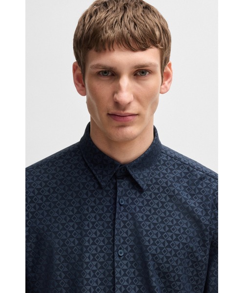 BOSS（ボス）の「スリムフィットシャツ パフォーマンスストレッチ ジャカード（シャツ/ブラウス・メンズ・ダークブルー・XXXL/M/S/L/XL）」の6枚目の写真