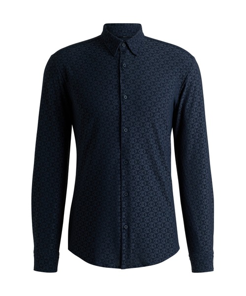 BOSS（ボス）の「スリムフィットシャツ パフォーマンスストレッチ ジャカード（シャツ/ブラウス・メンズ・ダークブルー・XXXL/M/S/L/XL）」の3枚目の写真