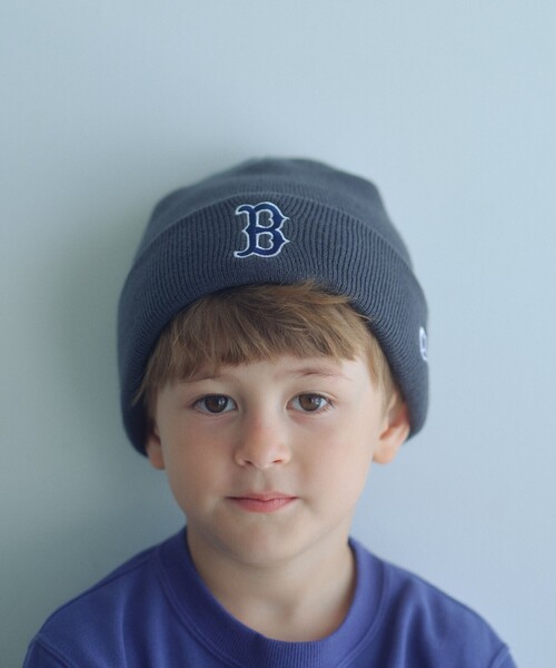 NEW ERA（ニューエラ）の「＜NEW ERA＞ベーシック カフ ニット帽 / MLB / キッズ（ニットキャップ/ビーニー・キッズ・グレー系/ブラック・FREE）」の2枚目の写真