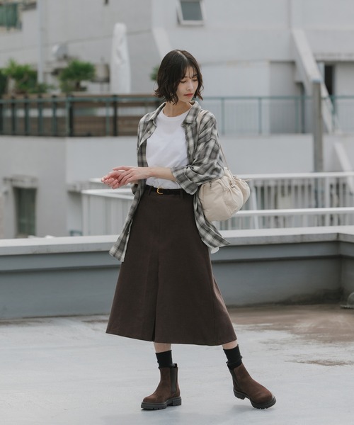 AO2(アオズ)の「Velvet Belted Pleated Skirt / ベロアベルト プリーツスカート(スカート・レディース・ブラウン/グレー・FREE)」の12枚目の写真