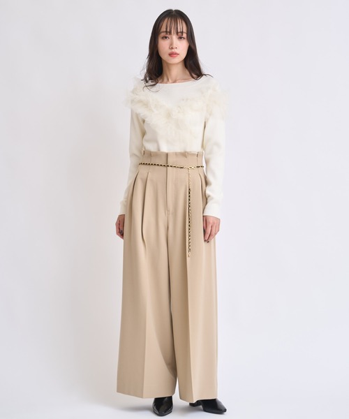 NOELA(ノエラ)の「チェーンベルト付きワイドパンツ(その他パンツ・レディース・ベージュ/ブラック・S/M)」の12枚目の写真