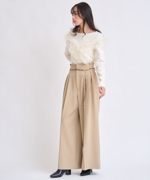 NOELA(ノエラ)の「チェーンベルト付きワイドパンツ(その他パンツ・レディース・ベージュ/ブラック・S/M)」の14枚目の写真