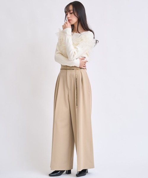 NOELA(ノエラ)の「チェーンベルト付きワイドパンツ(その他パンツ・レディース・ベージュ/ブラック・S/M)」の15枚目の写真