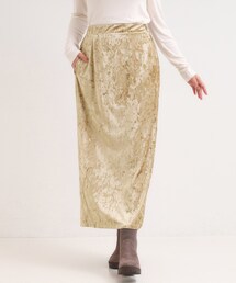 Cutie Blonde | 【S-LL】光沢感が華やかに ベロア調ナロースカート(スカート)