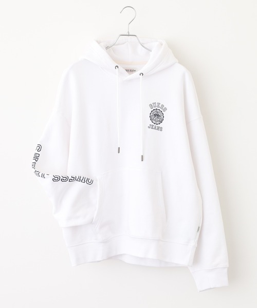 GUESS JEANS(ゲスジーンズ)の「GUESS JEANS GJ HOOD OS PRINTED LOGO SWEAT ゲス プリントロゴ プルオーバーパーカー フーディー(パーカー・メンズ・ネイビー/ホワイト・XL/L/M)」の2枚目の写真