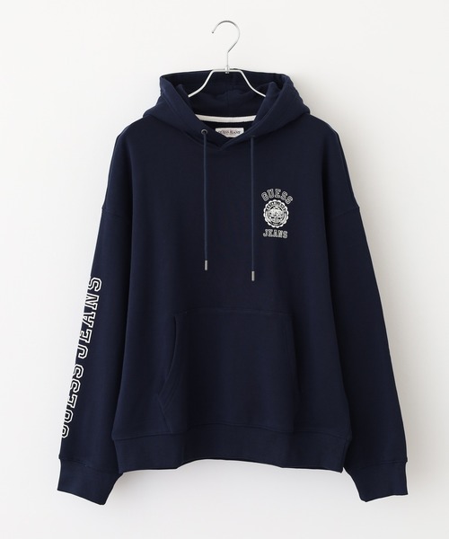 GUESS JEANS GJ HOOD OS PRINTED LOGO SWEAT ゲス プリントロゴ プル