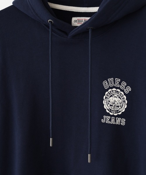 GUESS JEANS(ゲスジーンズ)の「GUESS JEANS GJ HOOD OS PRINTED LOGO SWEAT ゲス プリントロゴ プルオーバーパーカー フーディー(パーカー・メンズ・ネイビー/ホワイト・XL/L/M)」の6枚目の写真