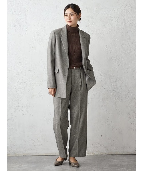 Perfect Suit FActory(パーフェクトスーツファクトリー)の「ケーブルタートルネック ウォッシャブルニット オフホワイト/ブラック/グレー/ピンク/ブラウン(Tシャツ/カットソー・レディース・ダークブラウン/ライトグレー/ブラック/ライトピンク/オフホワイト・L/S/M)」の20枚目の写真