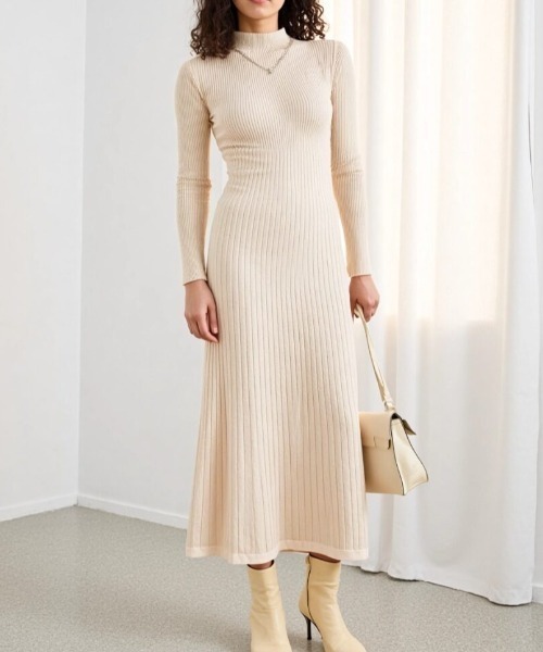 cammie(キャミー)の「リブニットワンピース(ワンピース・レディース・ブラック/アイボリー/グリーン・F)」の21枚目の写真