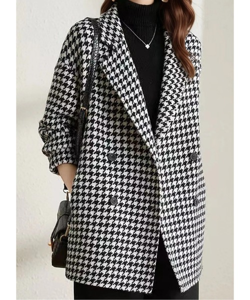   ヴィンテージ ダブルブレストジャケット 千鳥格子柄 千鳥格子柄ダブルブレストジャケット（テーラードジャケット）｜AMAJI