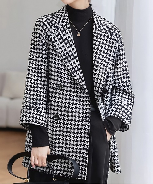 千鳥格子柄ダブルブレストジャケット（テーラードジャケット）｜AMAJI