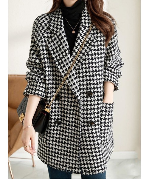 千鳥格子柄ダブルブレストジャケット（テーラードジャケット）｜AMAJI