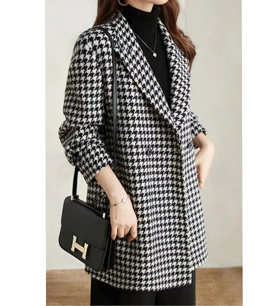 千鳥格子柄ダブルブレストジャケット（テーラードジャケット）｜AMAJI