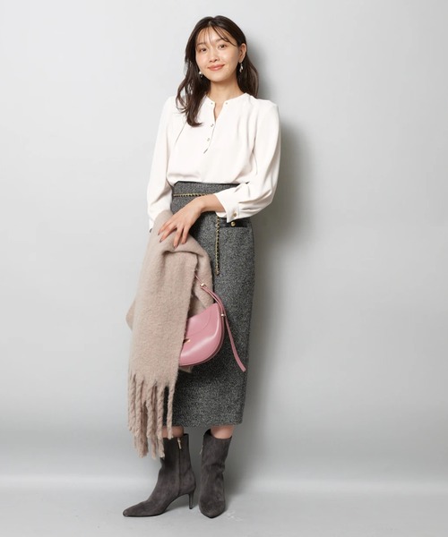 JUSGLITTY（ジャスグリッティー）の「８分袖チェーンネックゆるブラウス（シャツ/ブラウス・レディース・ピンクベージュ/オフホワイト・1/2）」の8枚目の写真