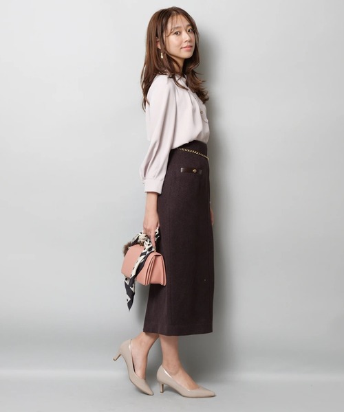 JUSGLITTY（ジャスグリッティー）の「８分袖チェーンネックゆるブラウス（シャツ/ブラウス・レディース・ピンクベージュ/オフホワイト・1/2）」の14枚目の写真