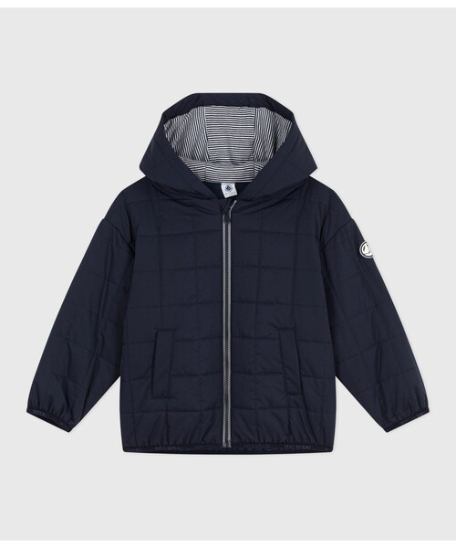 PETIT BATEAU(プチバトー)の「中綿入りフードジャケット(ダウンジャケット/コート・キッズ・ネイビー・4YEAR/5YEAR/3YEAR)」の1枚目の写真