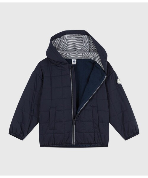 PETIT BATEAU(プチバトー)の「中綿入りフードジャケット(ダウンジャケット/コート・キッズ・ネイビー・4YEAR/5YEAR/3YEAR)」の2枚目の写真