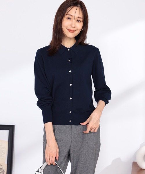 GALLORIA（ギャローリア）の「衿付きカーディガン（カーディガン/ボレロ・レディース・ブラウン/ネイビー・S/M/L/LL）」の2枚目の写真