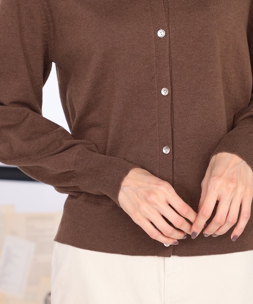 GALLORIA（ギャローリア）の「衿付きカーディガン（カーディガン/ボレロ・レディース・ブラウン/ネイビー・S/M/L/LL）」の4枚目の写真