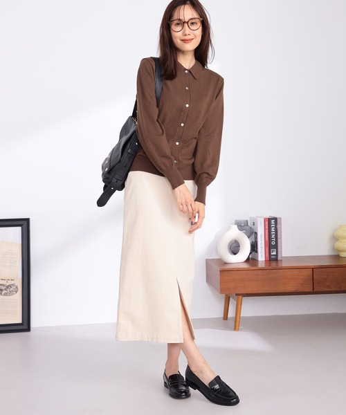 GALLORIA（ギャローリア）の「衿付きカーディガン（カーディガン/ボレロ・レディース・ブラウン/ネイビー・S/M/L/LL）」の6枚目の写真