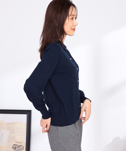GALLORIA（ギャローリア）の「衿付きカーディガン（カーディガン/ボレロ・レディース・ブラウン/ネイビー・S/M/L/LL）」の9枚目の写真