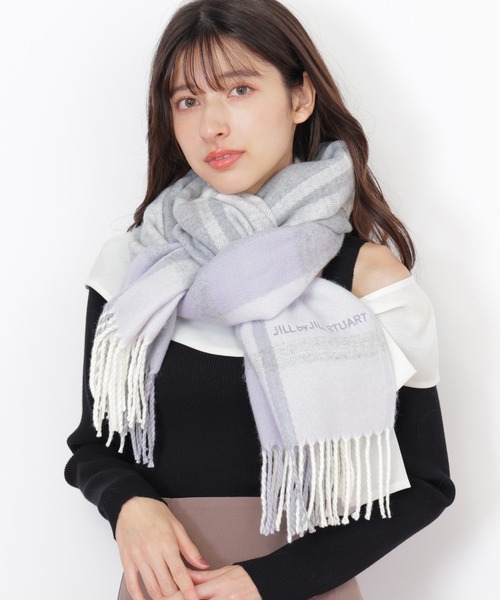 ◇エンブロイダリーロゴチェックストール/マフラー ギフト/プレゼント