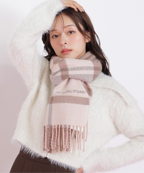 ◇エンブロイダリーロゴチェックストール ギフト/プレゼント（ストール