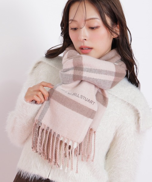 ◇エンブロイダリーロゴチェックストール/マフラー ギフト/プレゼント