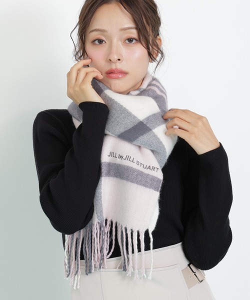 ◇エンブロイダリーロゴチェックストール/マフラー ギフト/プレゼント