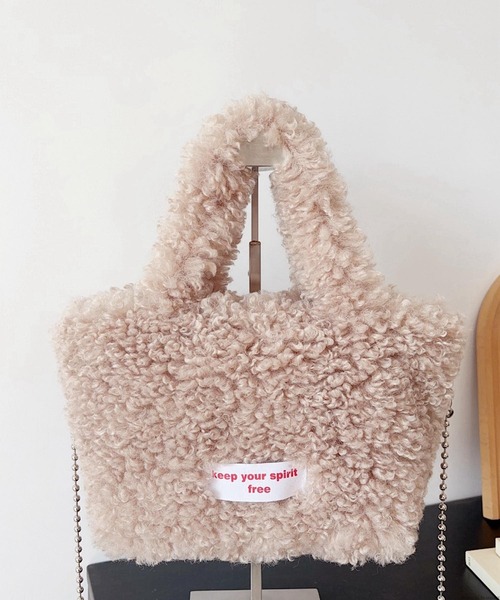 TONE SELECT GOODS（トーンセレクトグッズ）の「Liaa/ボア もこもこ ミニバッグ A18710（ハンドバッグ・レディース・グレー/ベージュ/ホワイト/ブラウン/ピンク・FREE）」の8枚目の写真