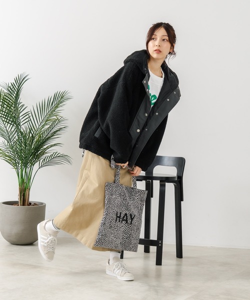 CONVERSE（コンバース）の「【CONVERSE/コンバース】ボア 切り替え フードジャケット（ブルゾン・レディース・アイボリー/ピンク/ブラック/ライトブラウン・LARGE/MEDIUM）」の13枚目の写真